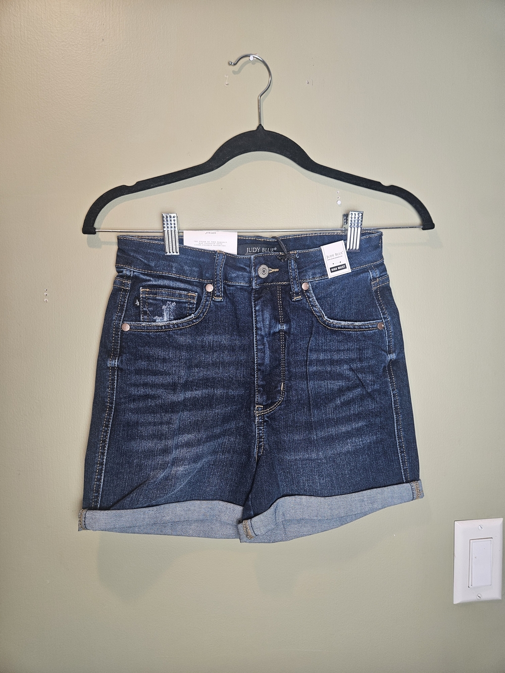 Judy Blue Dark Wash Roll-Cuff Denim Shorts - Navy Blue